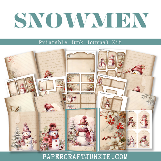 Snowmen Junk Journal Printable Kit - Digital Product