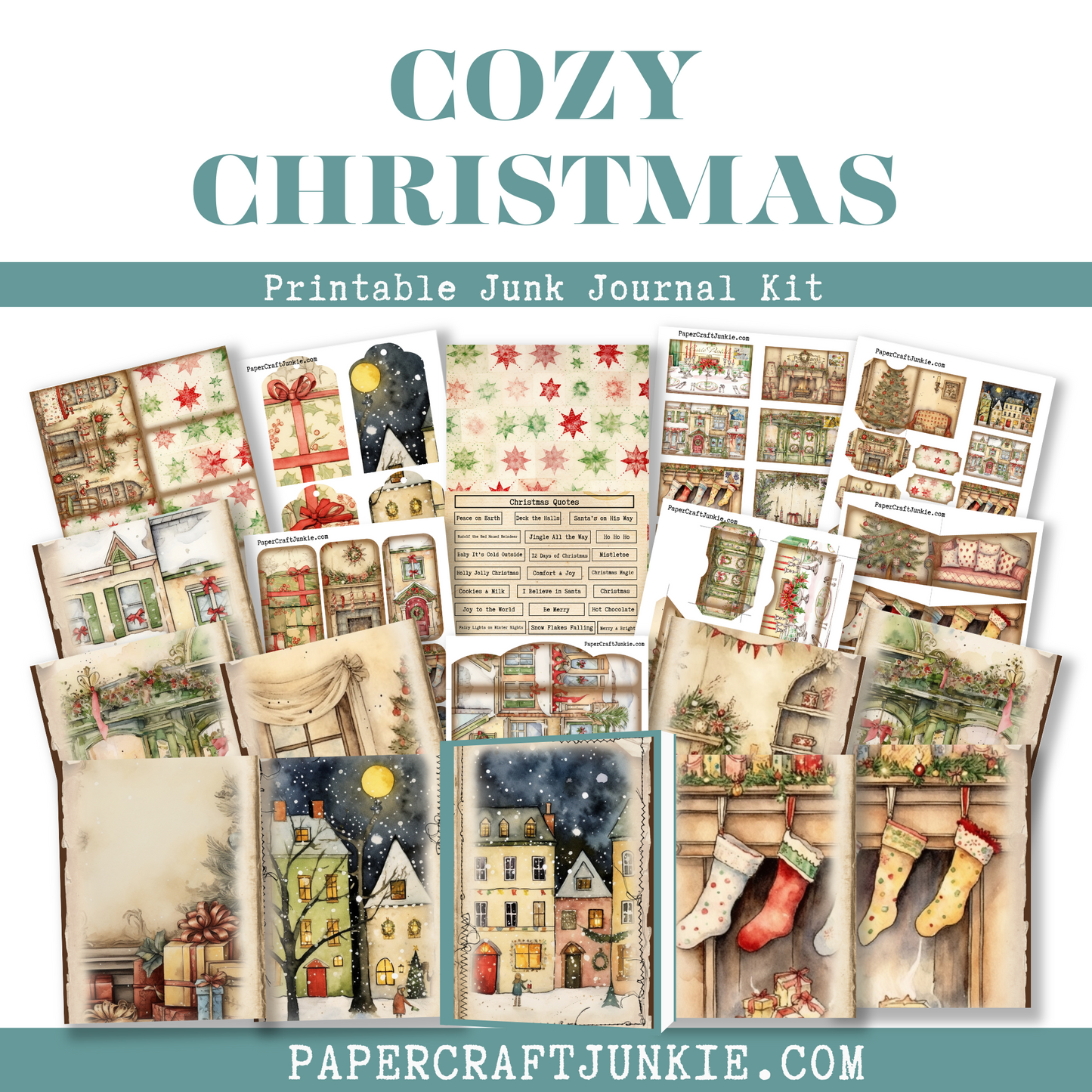 Cozy Christmas Junk Journal Printable Kit - Digital Product