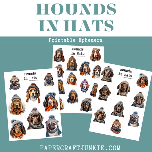 Hounds in Hats - Digital Ephemera Printable
