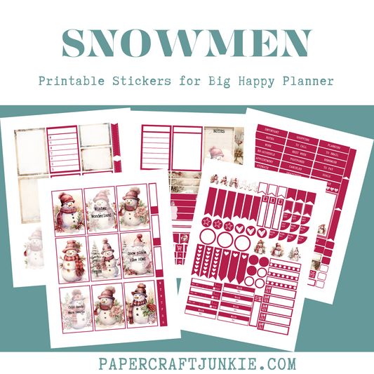 Snowmen - Big Happy Planner Printable Stickers